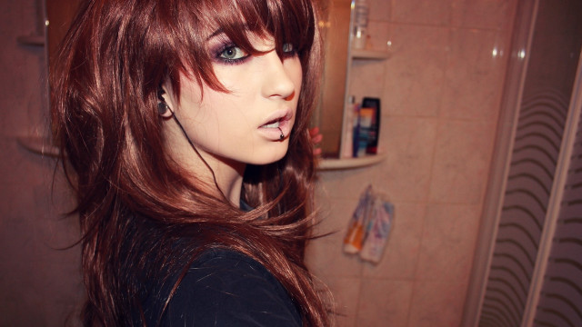 Woman long hair bathroom shower #2 free wallpaper for desktop - medium preview image