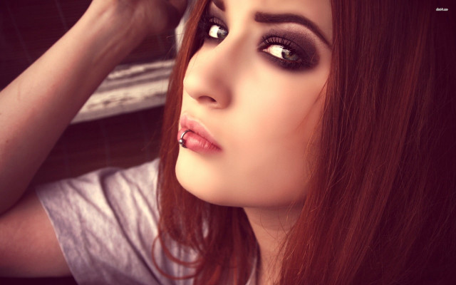 Woman red hair nose piercing free wallpaper for desktop - medium preview image