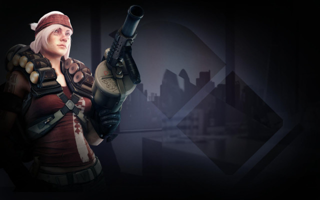 Woman hat gun pointing city free wallpaper for desktop - medium preview image