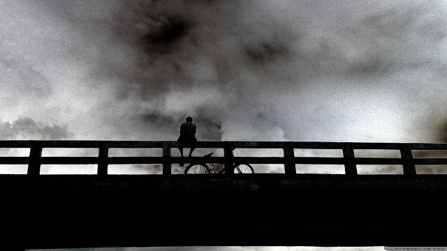 Bird railing bike dark sky free wallpaper for desktop - medium preview image