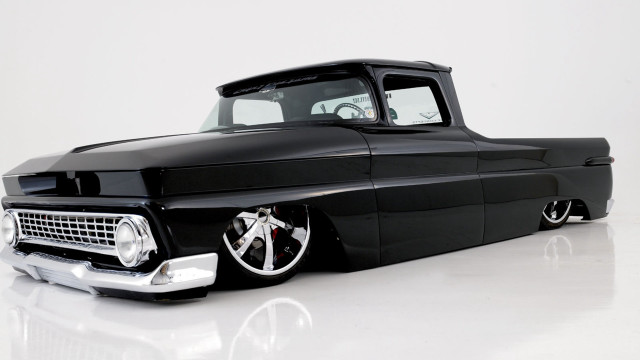 Black truck chrome rims flatbed free wallpaper for desktop - medium preview image