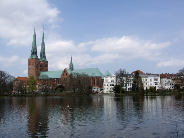 Lake church buildings bird water free wallpaper for desktop - medium preview image