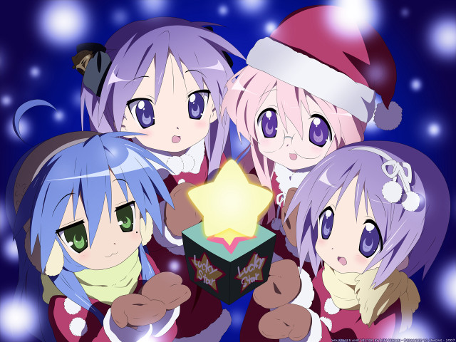Anime girls christmas snowflakes star free wallpaper for desktop - medium preview image