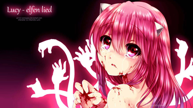 Pink hair yandere blood splatters free wallpaper for desktop - medium preview image