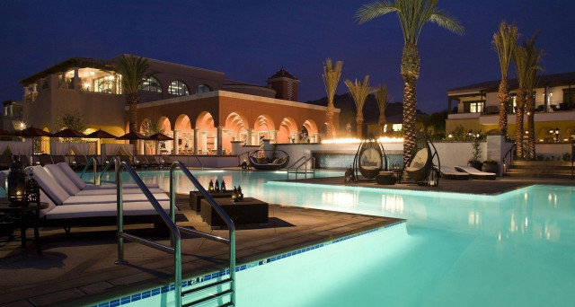 Pool lounge chairs palm trees #3 free wallpaper for desktop - medium preview image