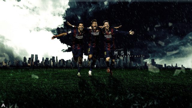 Soccer players running rain city free wallpaper for desktop - medium preview image