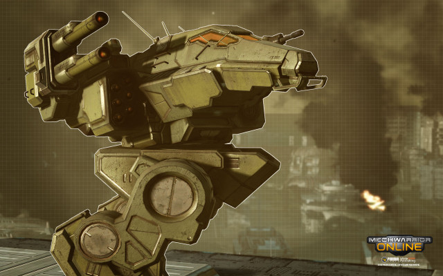 Futuristic robot gun city smoke free wallpaper for desktop - medium preview image