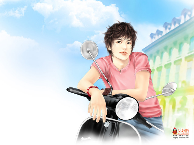 Man motorcycle sky background building free wallpaper for desktop - medium preview image