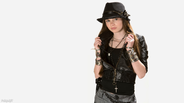Woman black hat leather jacket free wallpaper for desktop - medium preview image