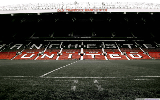 Black white soccer field manchester free wallpaper for desktop - medium preview image
