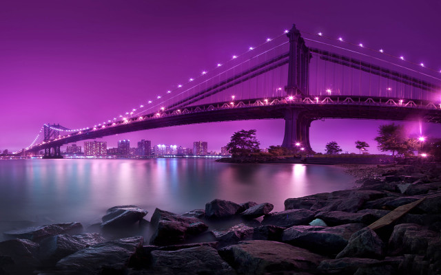Bridge water city night lights #3 free wallpaper for desktop - medium preview image