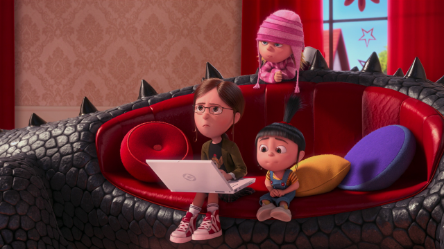 Cartoon boy girl couch laptop free wallpaper for desktop - medium preview image