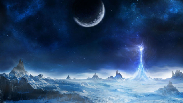 Distant planet bright star moon free wallpaper for desktop - medium preview image