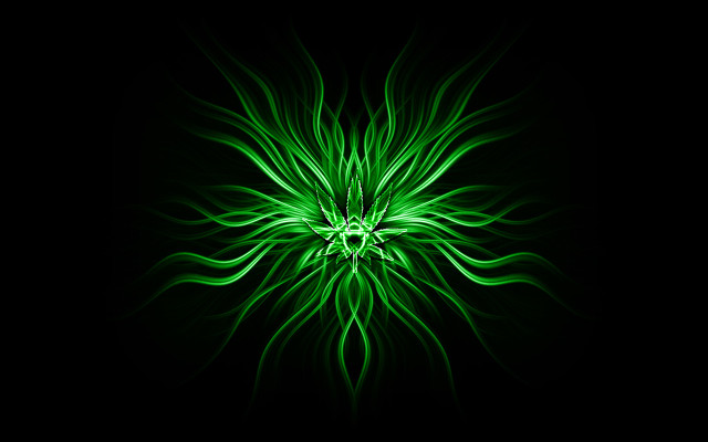 Green flower black background center free wallpaper for desktop - medium preview image