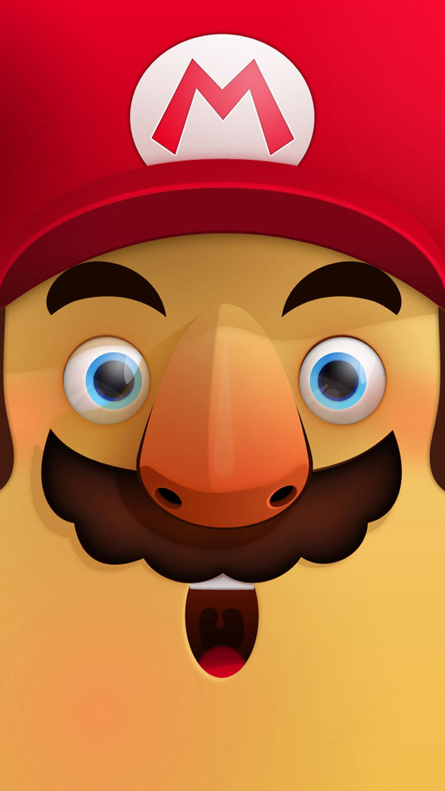 Cartoon character mustache red hat free wallpaper for mobile - medium preview image