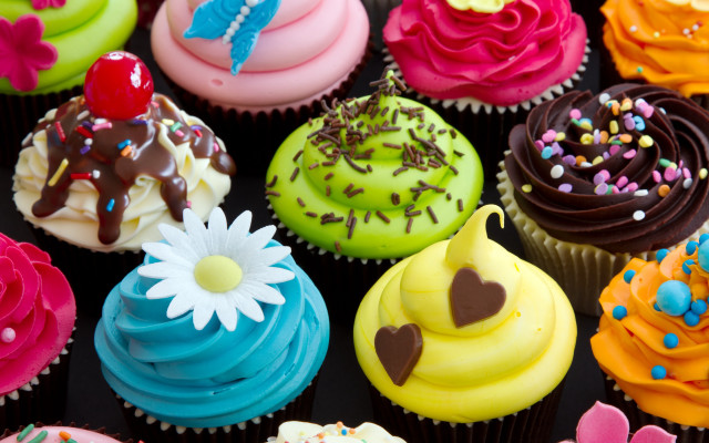 Colorful cupcakes rococo pastel chocolate free wallpaper for desktop - medium preview image