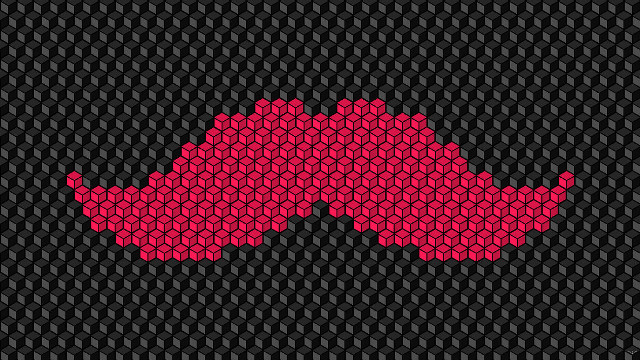 Pixellated pink mustache black background free wallpaper for desktop - medium preview image