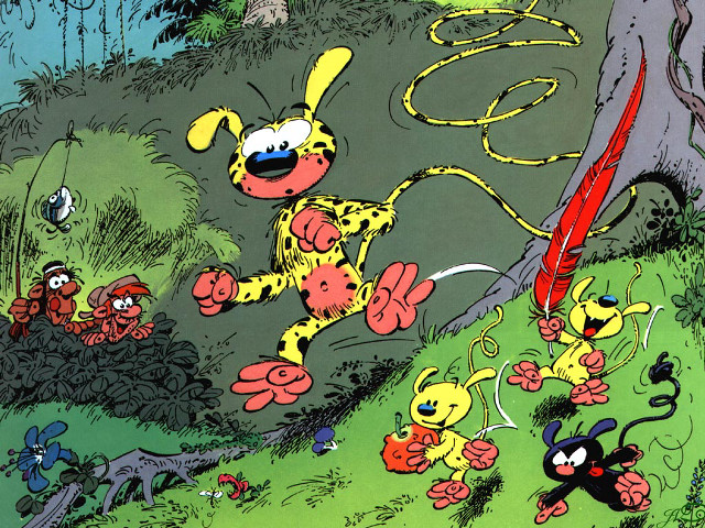 Cartoon dog chasing bugs woods free wallpaper for desktop - medium preview image