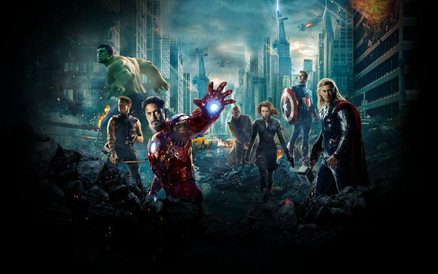 Avengers movie poster characters city free wallpaper for desktop - medium preview image