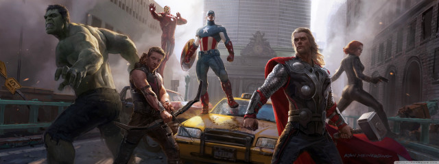 Avengers characters street car man free wallpaper for desktop - medium preview image