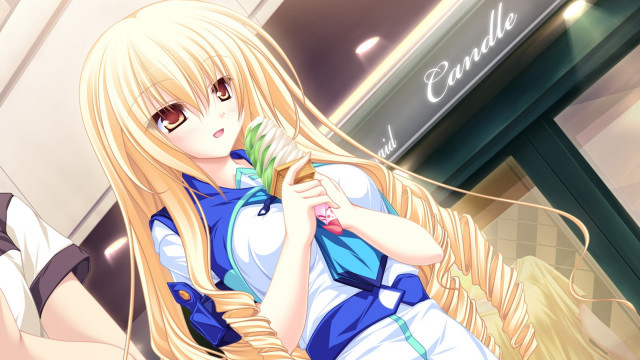 Blonde girl holding flower shopping free wallpaper for desktop - medium preview image