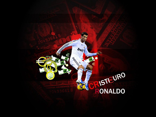 Man kicking soccerball money redbackground free wallpaper for desktop - medium preview image