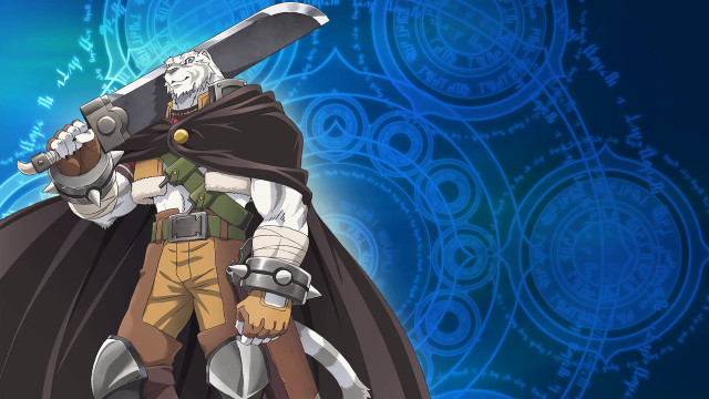 Man cape sword blue background free wallpaper for desktop - medium preview image