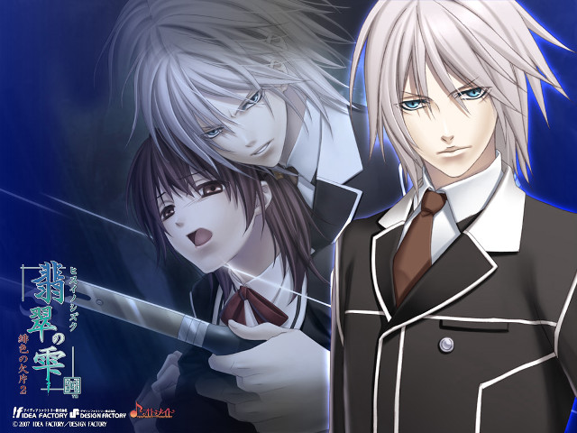 Anime characters blue background asian free wallpaper for desktop - medium preview image