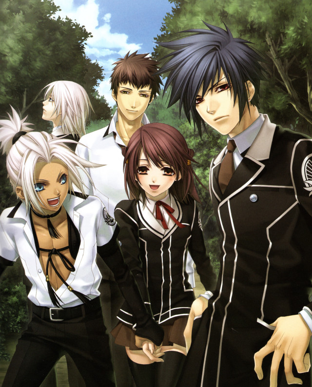 Anime characters group trees bushes free wallpaper for mobile - medium preview image