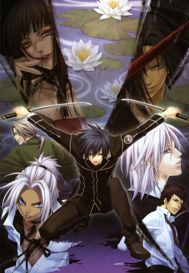 Anime characters swords water lilies free wallpaper for mobile - medium preview image