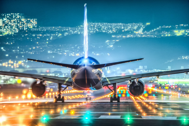Jetliner airport tarmac night lights #3 free wallpaper for desktop - medium preview image