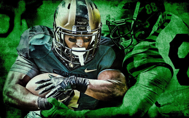 Football player holding football green free wallpaper for desktop - medium preview image
