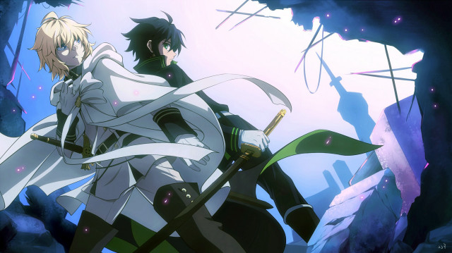 Anime couple forest sword sky free wallpaper for desktop - medium preview image