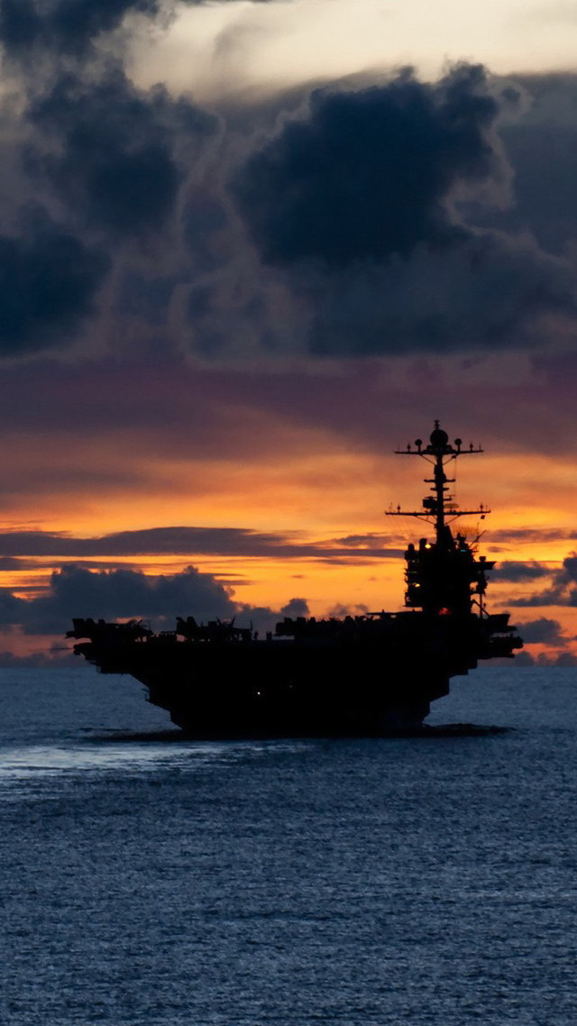 Large ship ocean sunset clouds free wallpaper for mobile - medium preview image