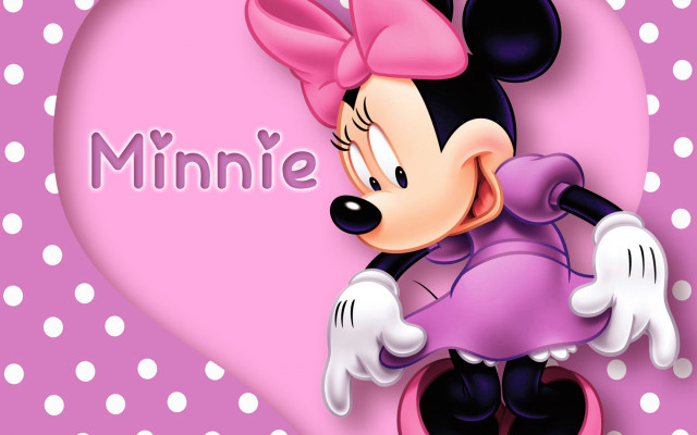 Minnie pink bow heart polka free wallpaper for desktop - medium preview image