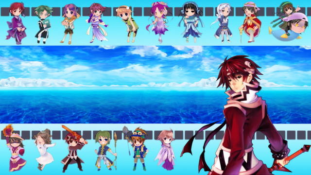 Anime characters blue sky ocean free wallpaper for desktop - medium preview image