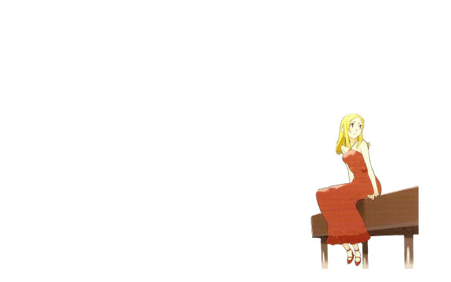 Woman red dress piano smile free wallpaper for desktop - medium preview image