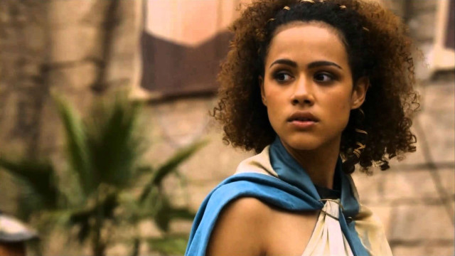 Woman blue scarf brick building free wallpaper for desktop - medium preview image