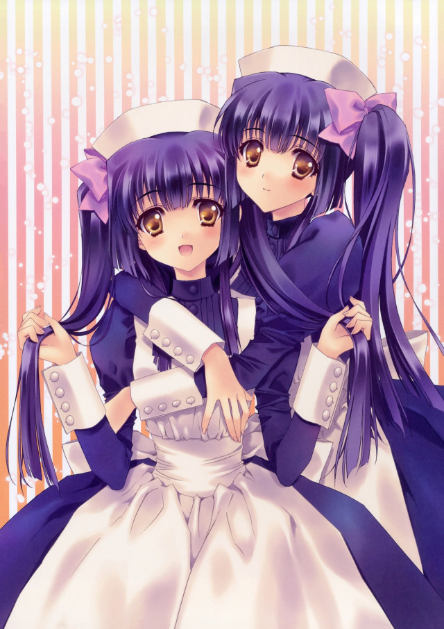 Anime girls white blue dress free wallpaper for mobile - medium preview image