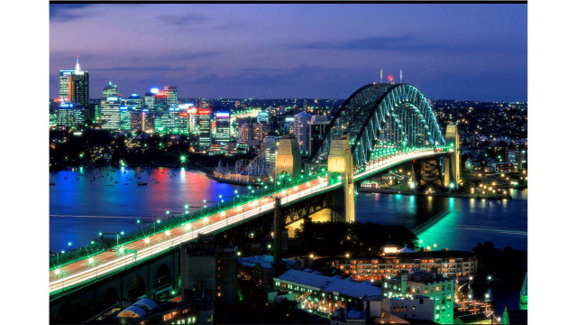 Bridge river night lights city #2 free wallpaper for desktop - medium preview image