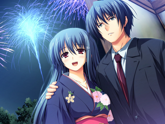 Couple fireworks display sky celebration free wallpaper for desktop - medium preview image