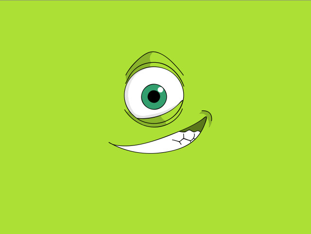 Green background cartoon character eyes free wallpaper for desktop - medium preview image