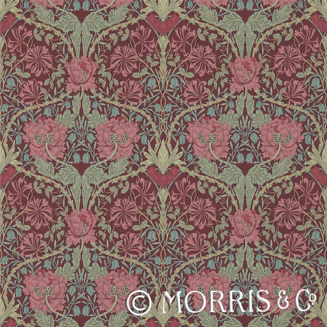 Red green floral pattern morris free wallpaper for tablet - medium preview image