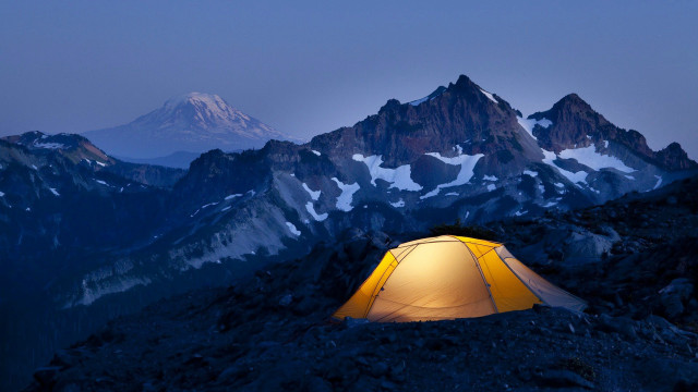 Tent rocky mountain night view #2 free wallpaper for desktop - medium preview image