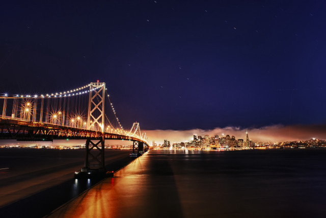 Bridge water city night lights #35 free wallpaper for desktop - medium preview image