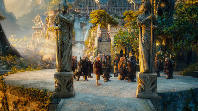 People walking castle waterfall background free wallpaper for desktop - medium preview image