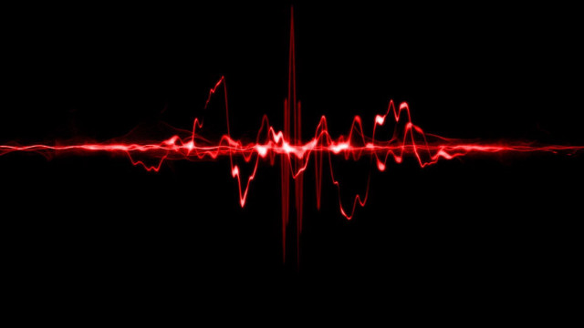 Red sound wave black background free wallpaper for desktop - medium preview image