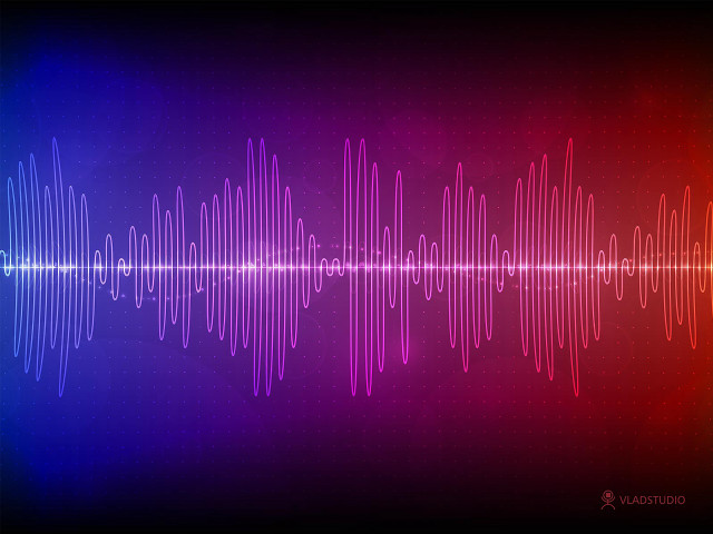 Sound wave red blue black free wallpaper for desktop - medium preview image