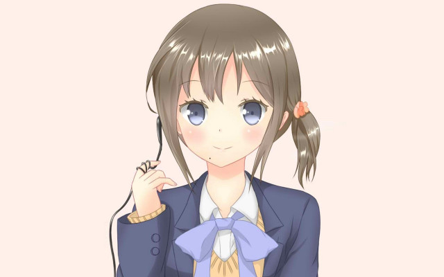 Girl ponytail blue jacket hair free wallpaper for desktop - medium preview image