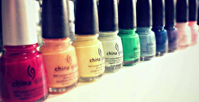 Nail polish bottles shelf white free wallpaper for desktop - medium preview image